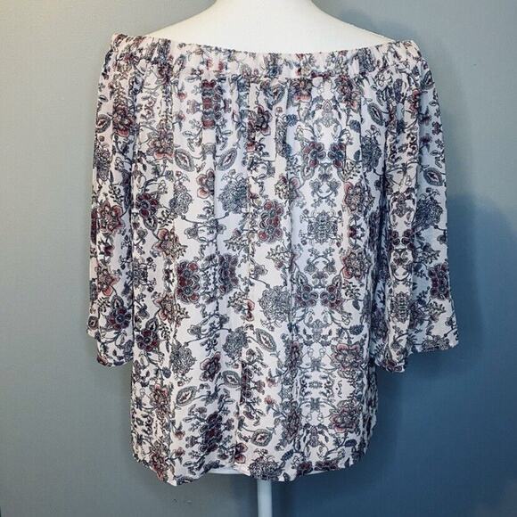 FOREVER 21 Contemporary Boho Floral Off Shoulder 3/4 Bell Sleeve Top Sz S EUC - Picture 5 of 7